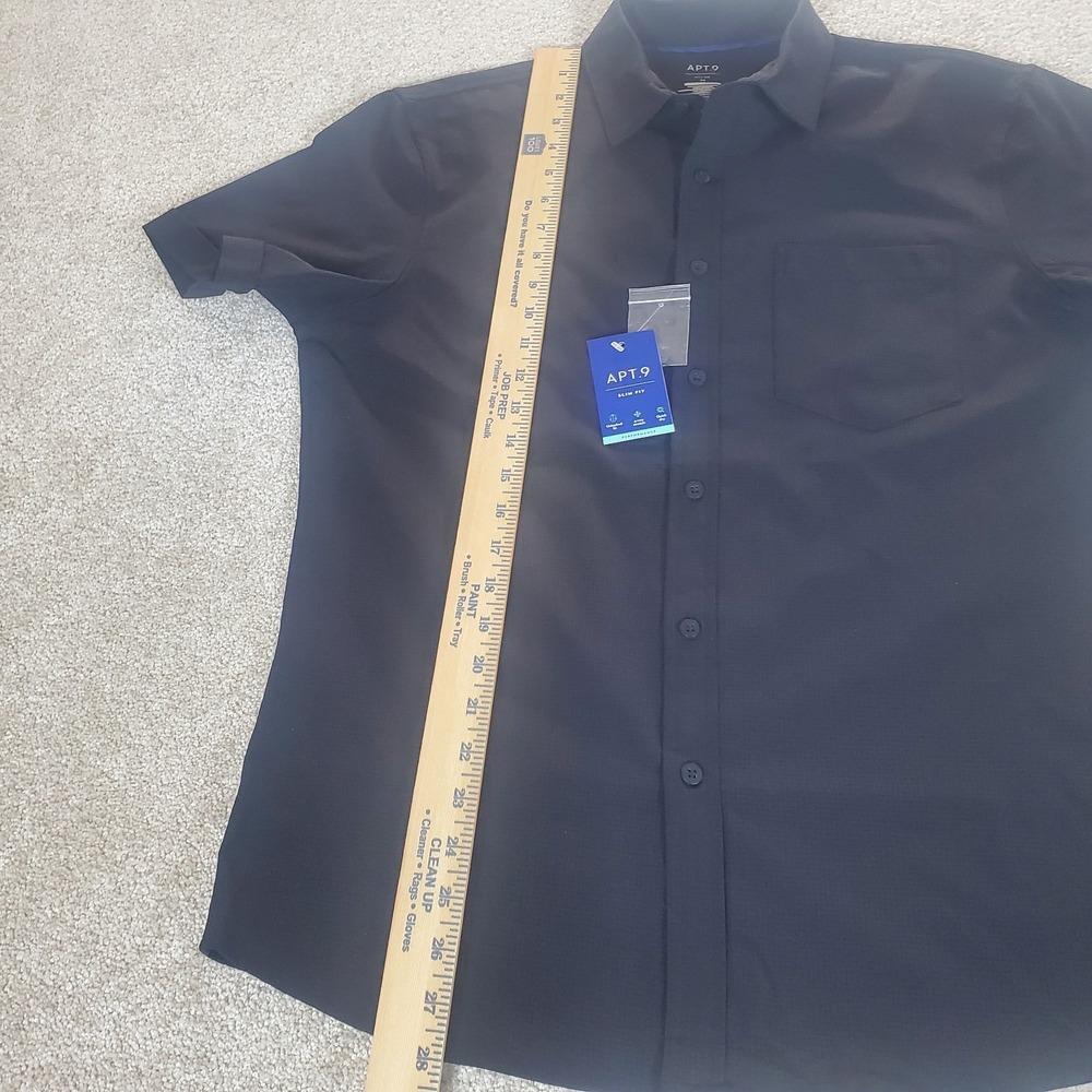 APT. 9 Men's Button Up Shirt Size M SLIM Black Short Sleeve NWTGS - Picture 4 of 11